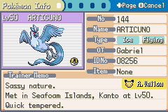 pokemon recharged yellow articuno