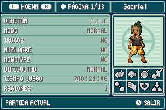 Pokémon Quetzal 0.9 pantalla de datos
